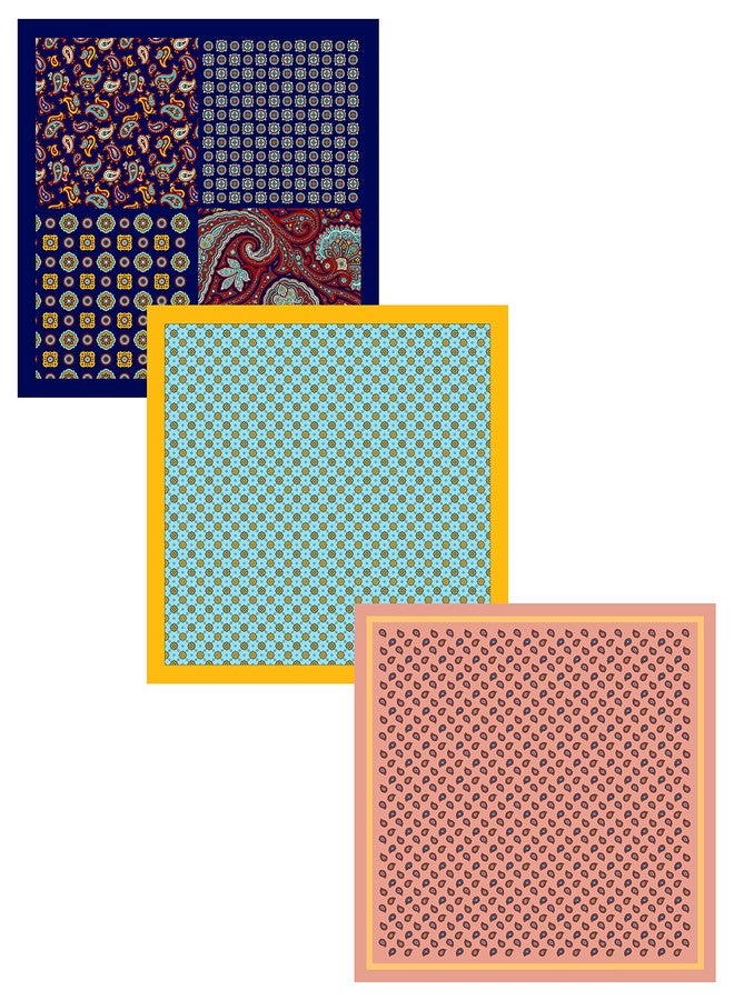 BELLUNO Pocket Square 6 pcs with 3 Folds Holders, Penetrating Printed Handkerchiefs Set for Men - Image 3
